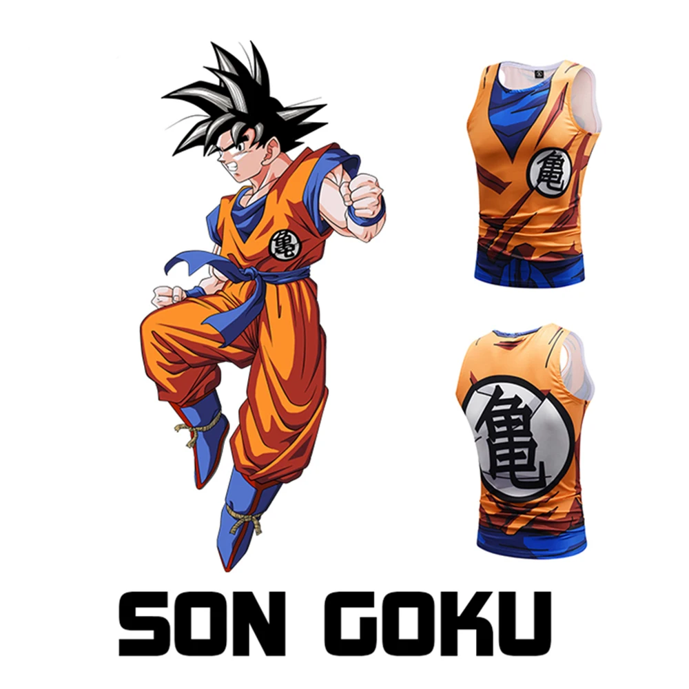 Жилет для косплея Сон Гоку Dragon Ball Z, быстросохнущие штаны, обтягивающий 3D жилет, костюм для косплея, горячее предложение, аниме, косплей