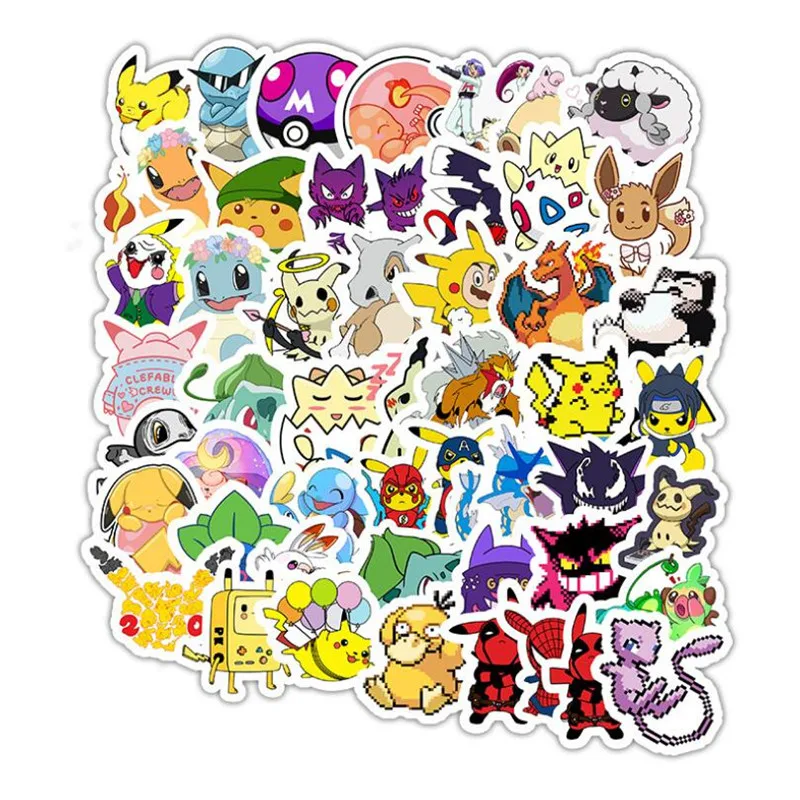 

10/30/50PCS Japanese Anime Pokemon Cute Graffiti Helmet Luggage Laptop Phone Waterproof Decorative Sticker Wholesale