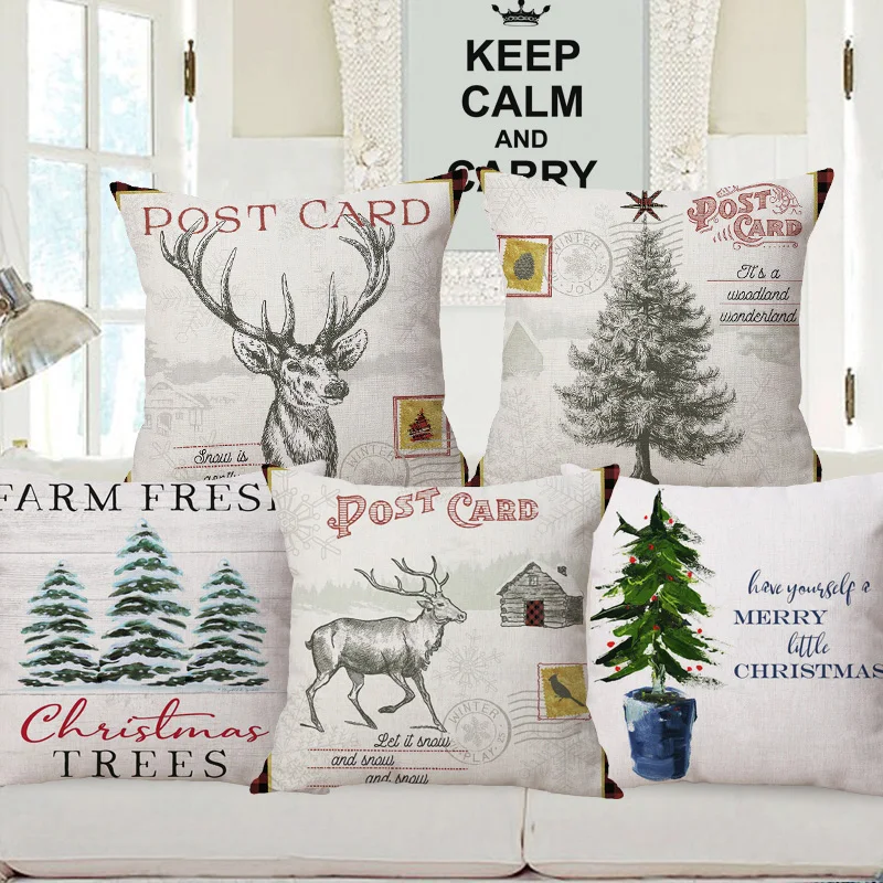 Винтажные зимние олени искусственные Чехлы свежие Рождественские елки