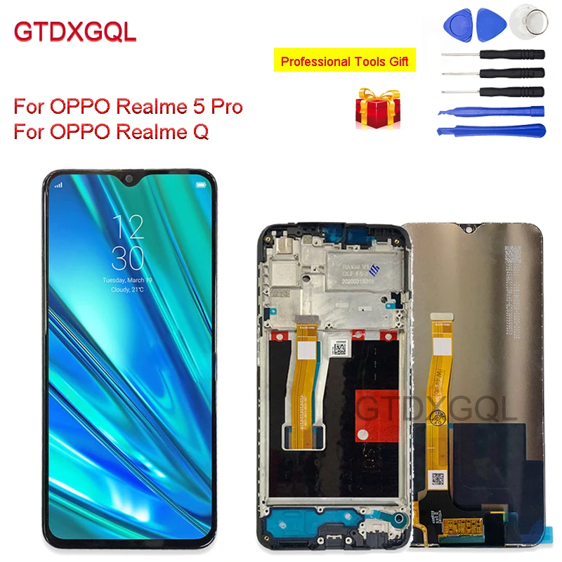

Original 6.3" NEW LCD For OPPO Realme 5 Pro RMX1971 Display Touch Panel Screen Sensor Assembly Digitizer For Realme Q Lcds