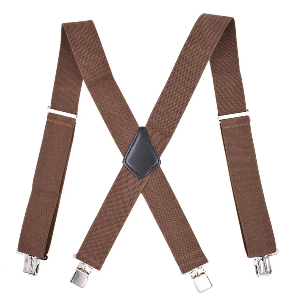 

Men Heavy Duty Swivel Hook Apparel Accessory Suspender Adjustable Solid Braces Elastic X Back Adults 4 Clips