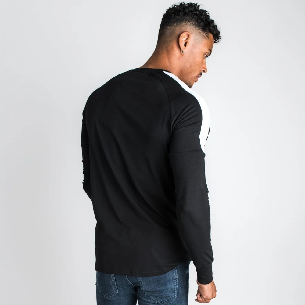 Футболка мужская с длинным рукавом хлопок Повседневная облегающая для спортзала