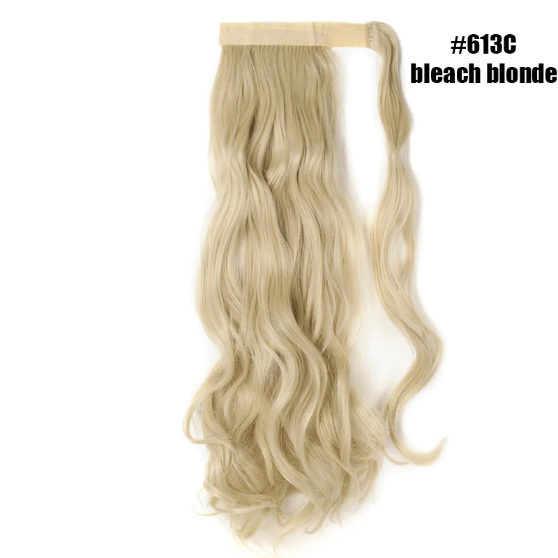 bleach blonde S-noilite 1" поддельные волосы конский хвост длинные волнистые обертывания вокруг шиньонов Клип в конский хвост синтетический клип в наращивание волос для женщин - Цвет: bleach blonde