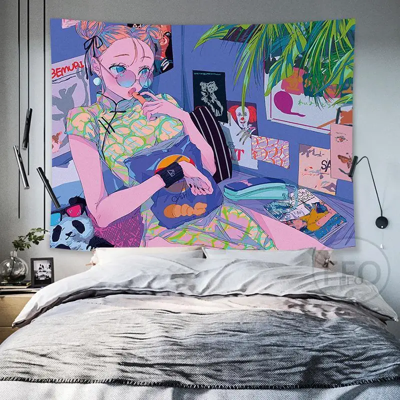 гобелен на стену декор комнаты хиппи аниме макраме Гобеленовые ковры одеяла