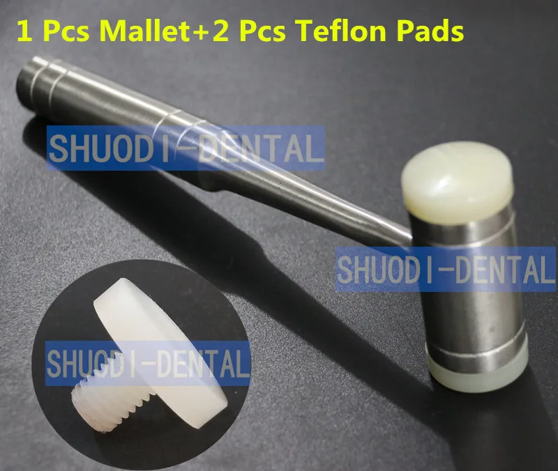 1 Mallet 2 Pcs Pads Стоматологические зубы кость хирургический инструмент извлечения костный молоток со сменными тефлоновыми вставками многоцелевой зубной имплантат - Цвет: 1 Mallet 2 Pcs Pads