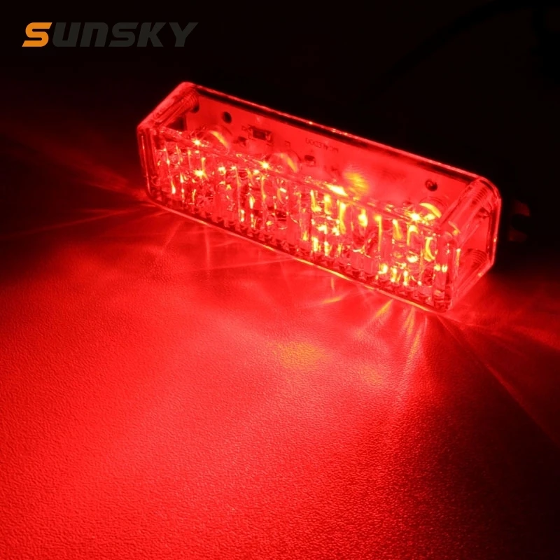 

12W 720LM 635nm 4-LED Red Light Wired Car Flashing Warning Signal Lamp DC12-24V Wire Length 95cm