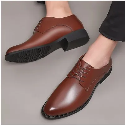 

Fashion Nice Spring Autumn Men Dress Shoes Business Male Leather Shoes Solid Color Men Work Shoes Slip-on Pointed Toe rfv4