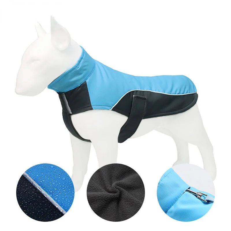 

Autumn and Winter Pet Clothes Oxford Cloth Waterproof Large Dog Vest Polar Fleece Warm Coat Pet Reflective Perforated Jacket