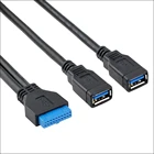 Настольный компьютер usb 3.0 20-контактный штекер к 2 usb a гнездовой Кабель-адаптер соединитель для материнской платы Asus P7P55USB3 Gigabyte Msi Onda
