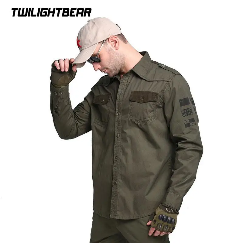 

Мужская рубашка в стиле милитари с длинным рукавом, осенняя модная повседневная рубашка большого размера из чистого хлопка, мужская рубашка-карго, 4XL, MF5072