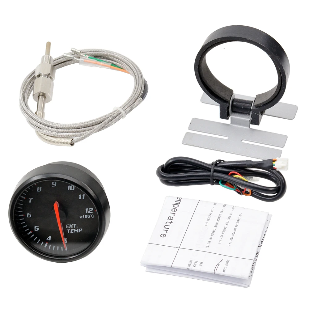 Датчик температуры выхлопных газов Dragon 60 мм с черной панелью измеритель для