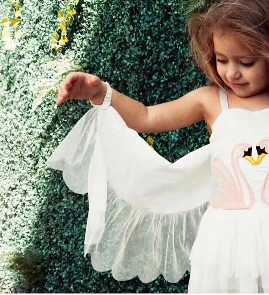 Summer pretty cute girl dress swan wing show angel flamingo camisole princess | Детская одежда и обувь