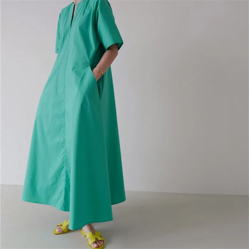 Повседневное женское платье IHOBBY розовое Макси-Платье с круглым вырезом и пышными