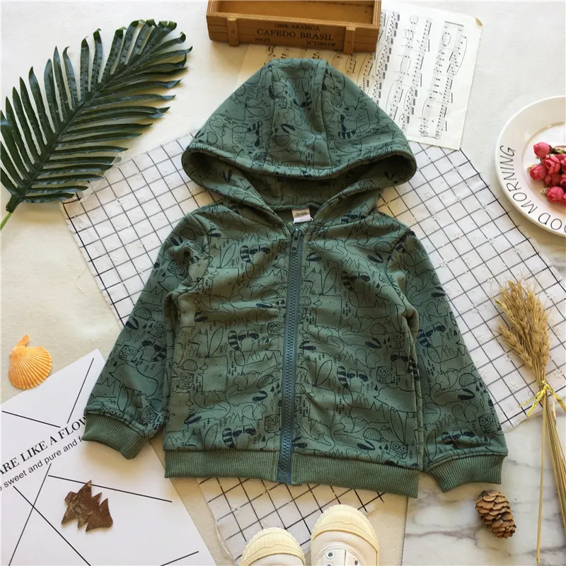 Tonytaobaby осенняя одежда новый стиль Детский кардиган с капюшоном и зеленым