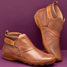 Женские кожаные ботинки в стиле ретро, ботильоны на платформе и резиновой подошве, обувь для осени и зимы, 2021