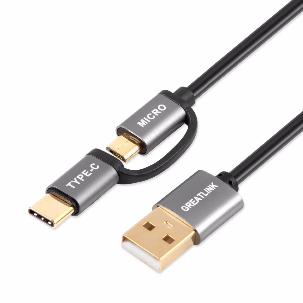Кабель Micro USB для Samsung 2 в 1 кабель Type-C быстрой зарядки C и передачи данных телефона