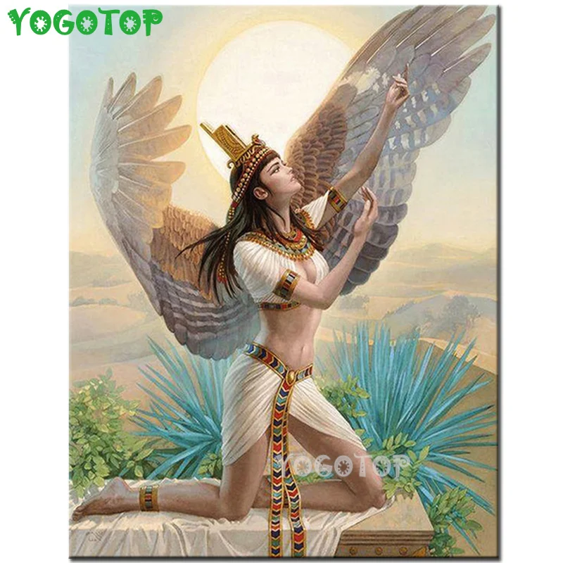 

full square round drill 5d diy diamond painting Egyptian woman Angel wings embroidery Diamond Mosaic Pictures By Numbers YY4673