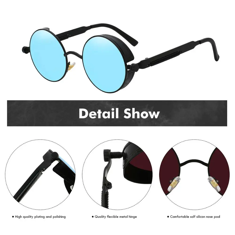 Мужские солнцезащитные очки в стиле стимпанк готические зеркальные круглые