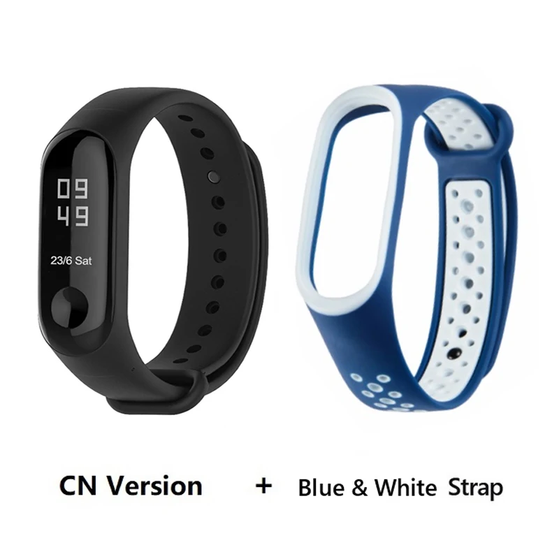 CN add blue white Origina Xiaomi mi Band 3 умный Браслет фитнес-браслет большой сенсорный экран OLED частота сердечных сокращений сообщения Smartband mi Band F2 - Цвет: CN add blue white
