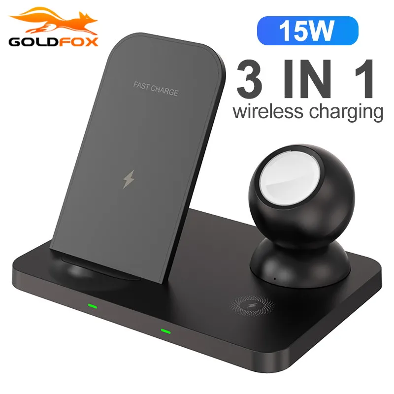 

2022 3 in 1 Wireless Charger Stand 15 Fast Charger Magnetic Watch Charging for iPhone 12 11 pro XS Samsung S20 for Airpods