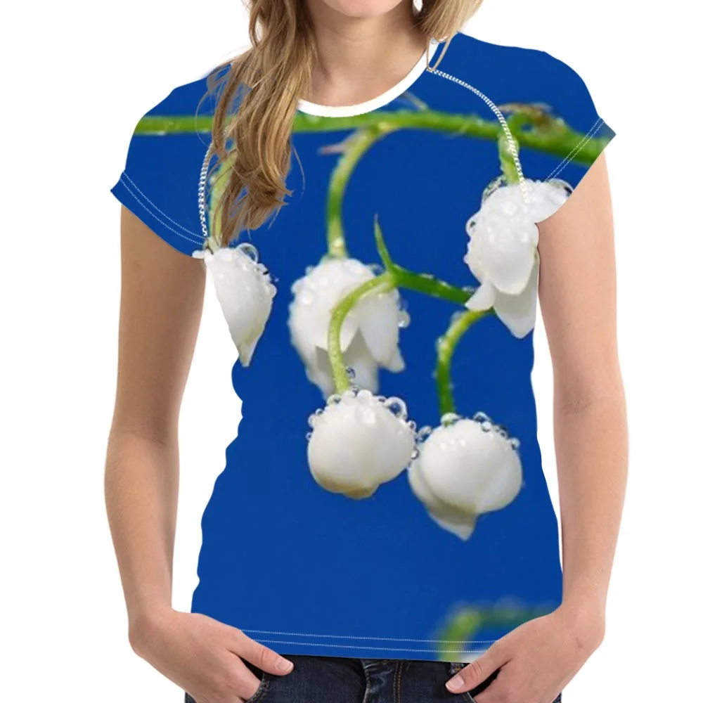 RI213BV FORUDESIGNS/3D Футболка с цветочным принтом Convallaria majalis, женские тонкие топы, укороченные женские эластичные футболки для бодибилдинга, женская одежда - Цвет: RI213BV
