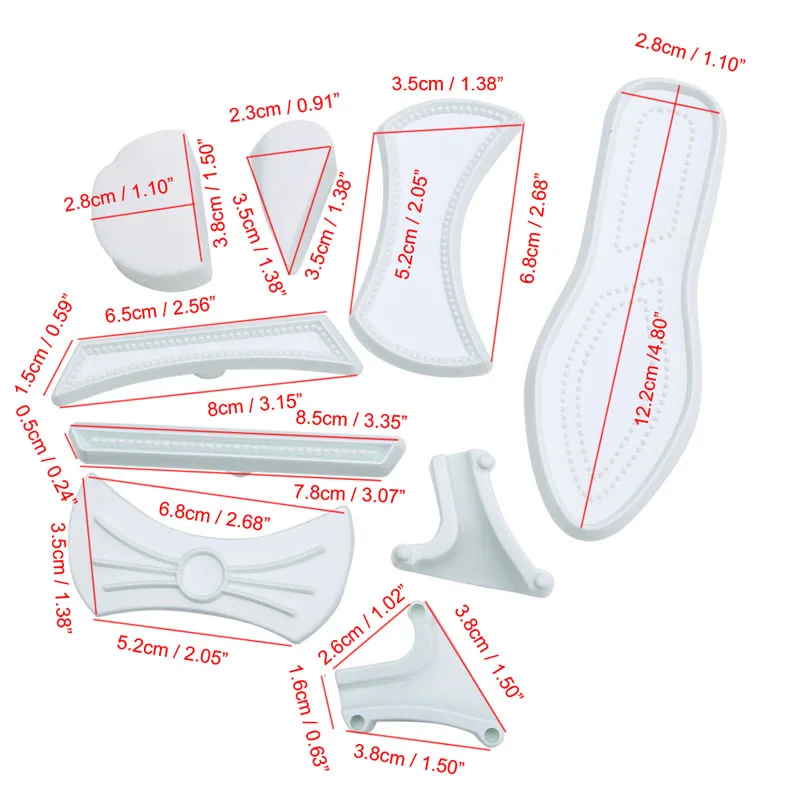

W3JA 9Pcs High-Heeled Shoes Fondant Cake Cutter Mold Sugarcraft Mold Decorating Tools