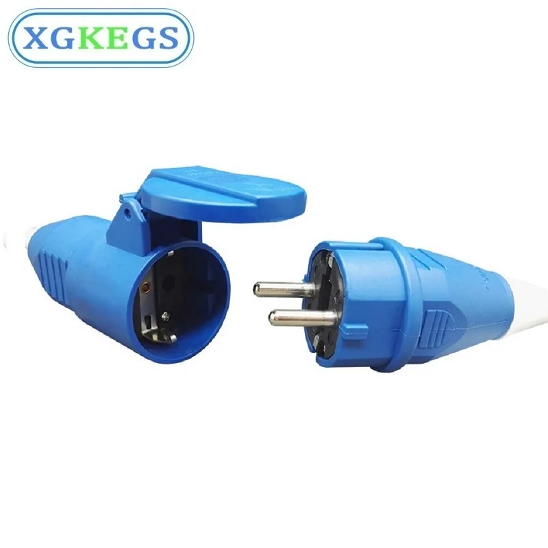 ЕС русский Водонепроницаемый IP54 2 контактный мужской женский разъем Schuko Rewireable