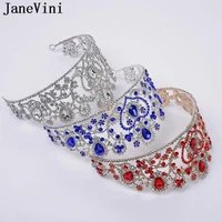 janevini luxury crystal diamond headband wedding tiaras and crowns for brides hair jewelry red royal blue rhinestone headpieces