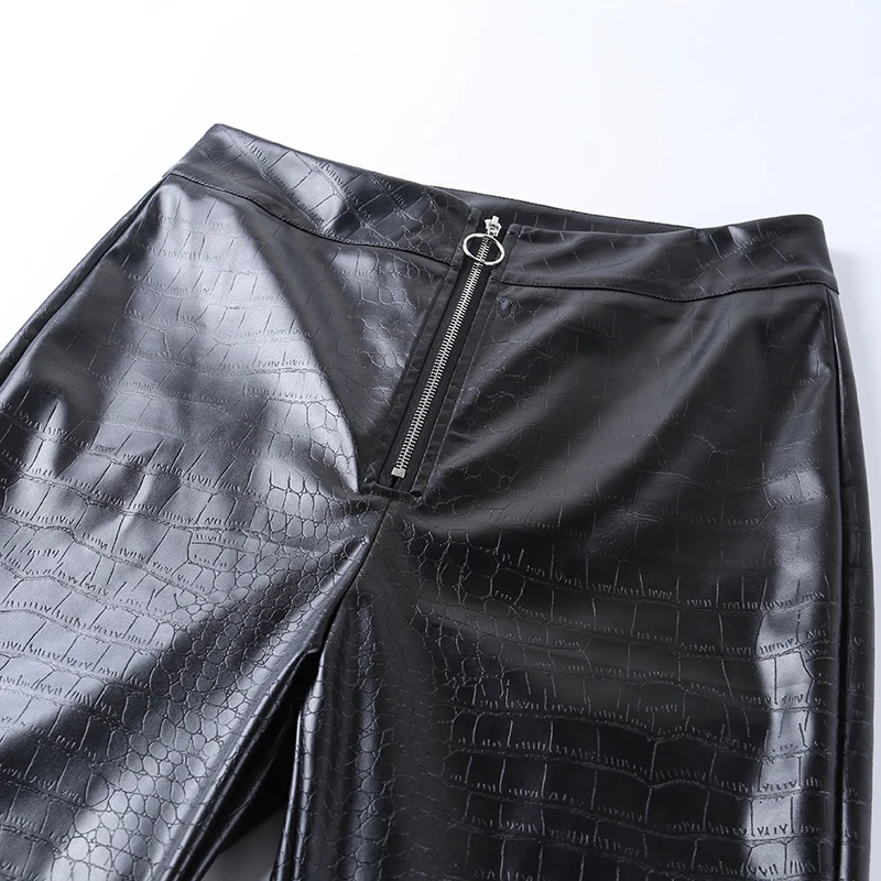 

2021Spring Pu High Waist Faux Leather Pants Women Leggings Skinny Office Ladies Trousers Casual Slim Black Straight Pencil Pant
