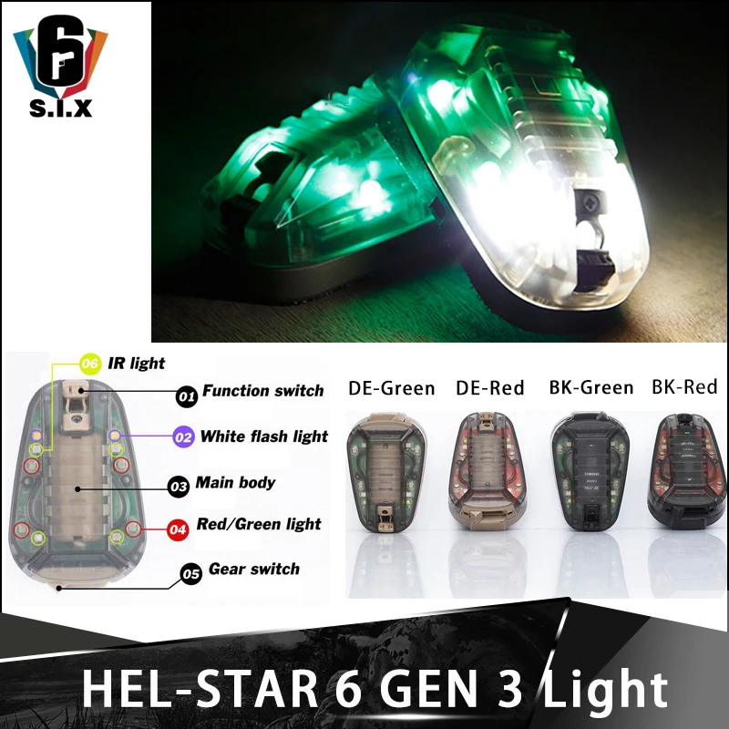 Element airsoft шлем вспышка светильник HEL STAR 6 Gen II сигнал зеленый красный ИК стробоскоп светильник военный шлем светильник лампа для выживания