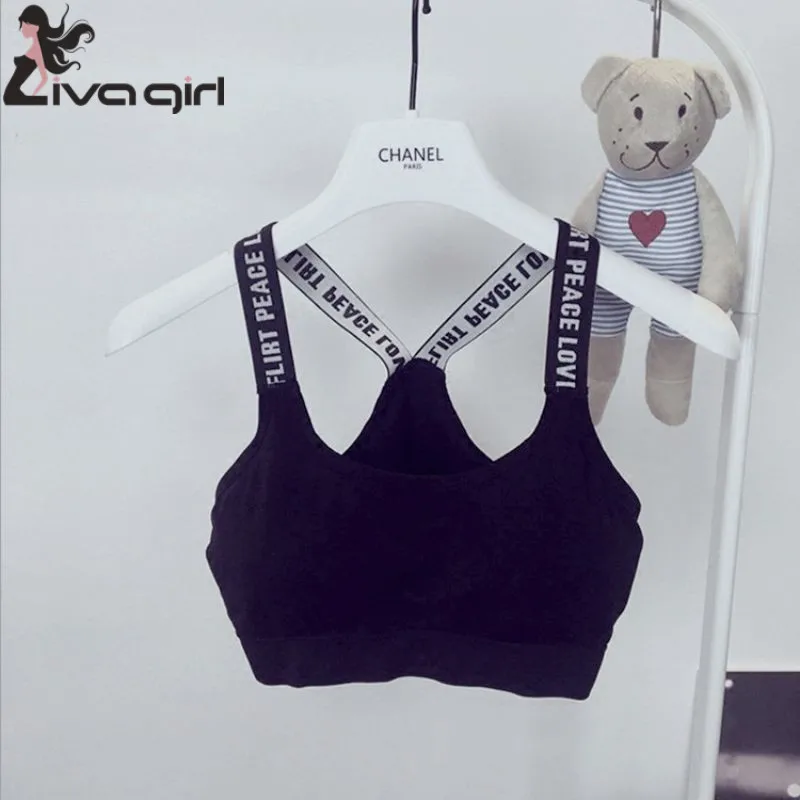 Женский бюстгальтер сексуальный без косточек с английскими буквами на лямках