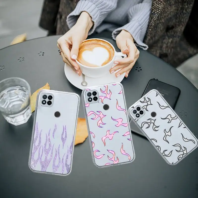 

Fashion colorful Flame Pattern Phone Case Transparent for Xiaomi redmi note 8 9 10 11 t lite pro ultra mix 4 K40