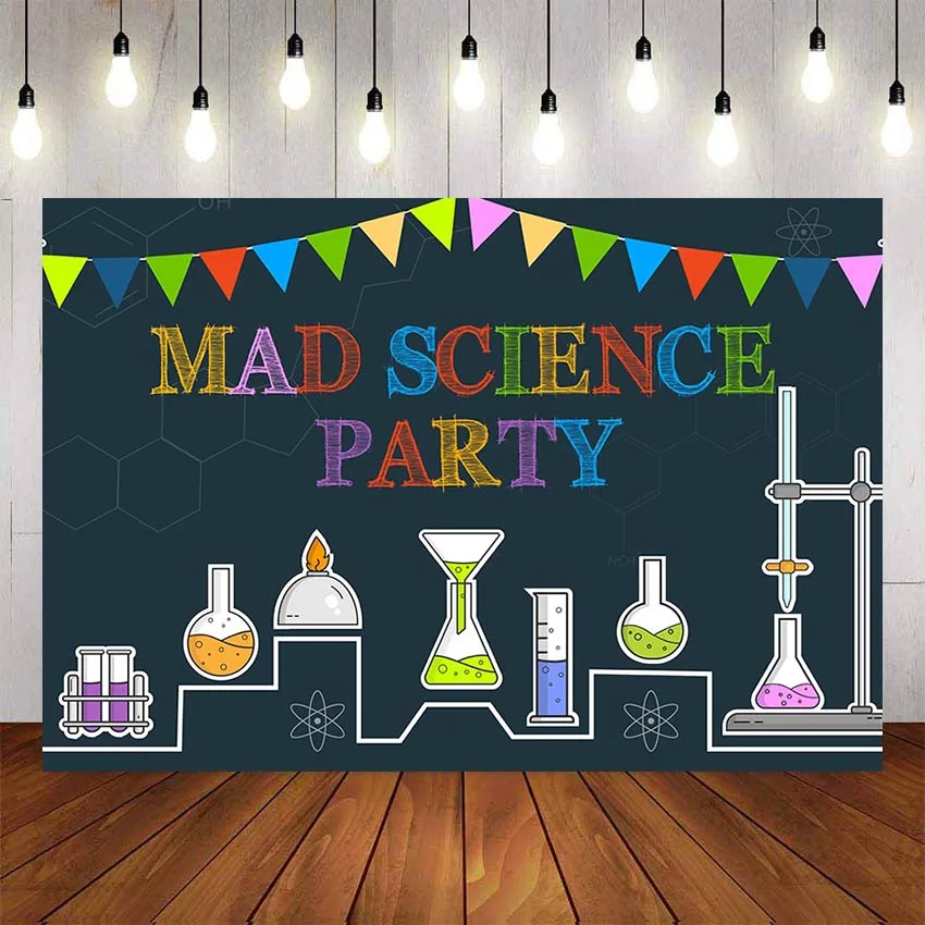 

Mehofond Science Party Invitation Photography Background Mad Scientist Kids Birthday Party Backdrop Photocall Photo Studio
