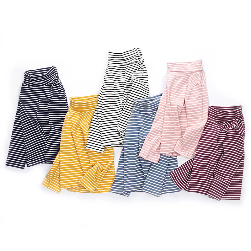 Длинные штаны с высоким воротником для мальчиков и девочек полосатая детская