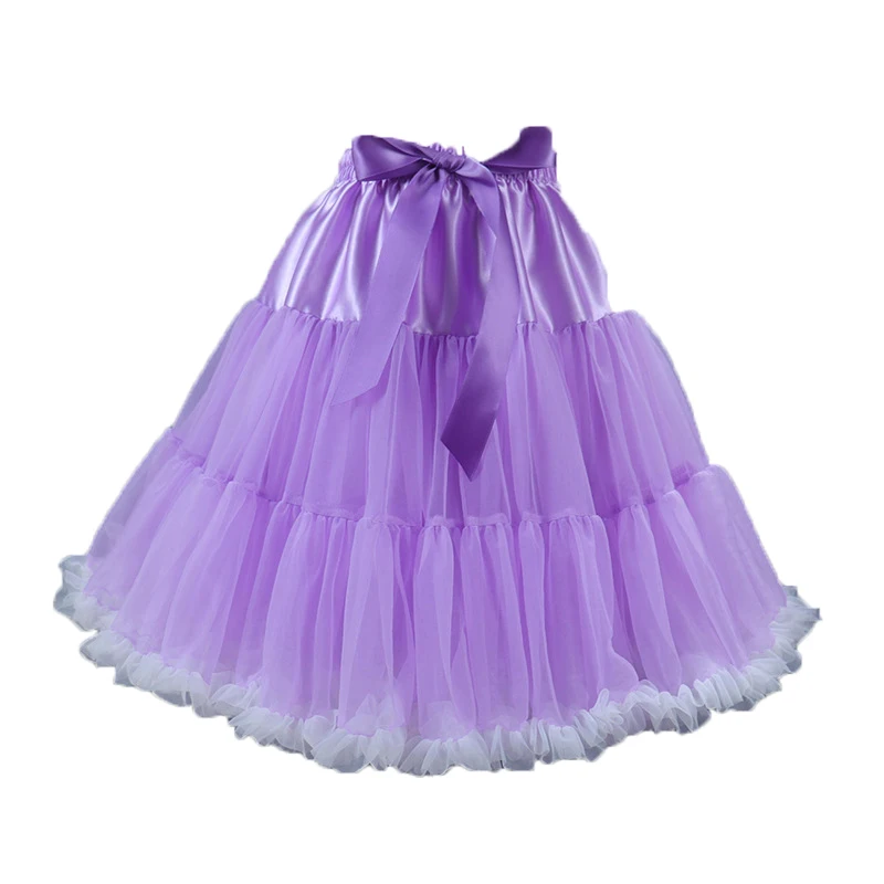 

Фиолетовая белая Тюлевая юбка, винтажные юбки-пачки, Женская юбка для выпускного вечера, Нижняя юбка в стиле "Лолита"