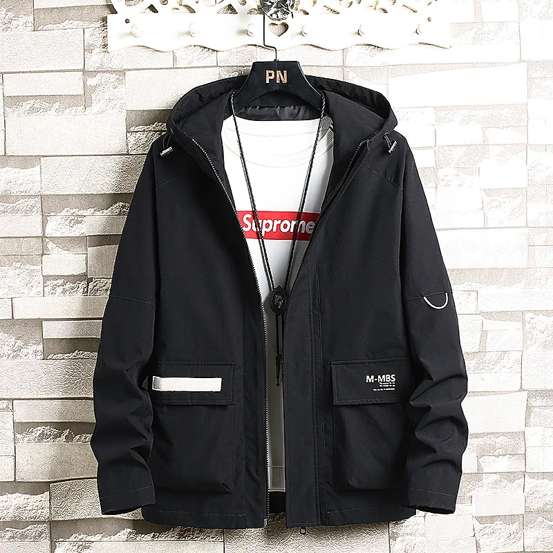 

Мужская куртка весна осень 2020 новая Корейская версия с капюшоном Повседневная куртка Мужская модная куртка на молнии Верхняя одежда притал...