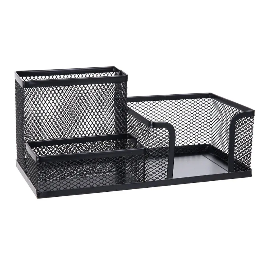 

Pen Holder Iron Three Grid Storage Pen Holder Student Stationery Desktop Office Storage Box File Storage Rack Creative Metal