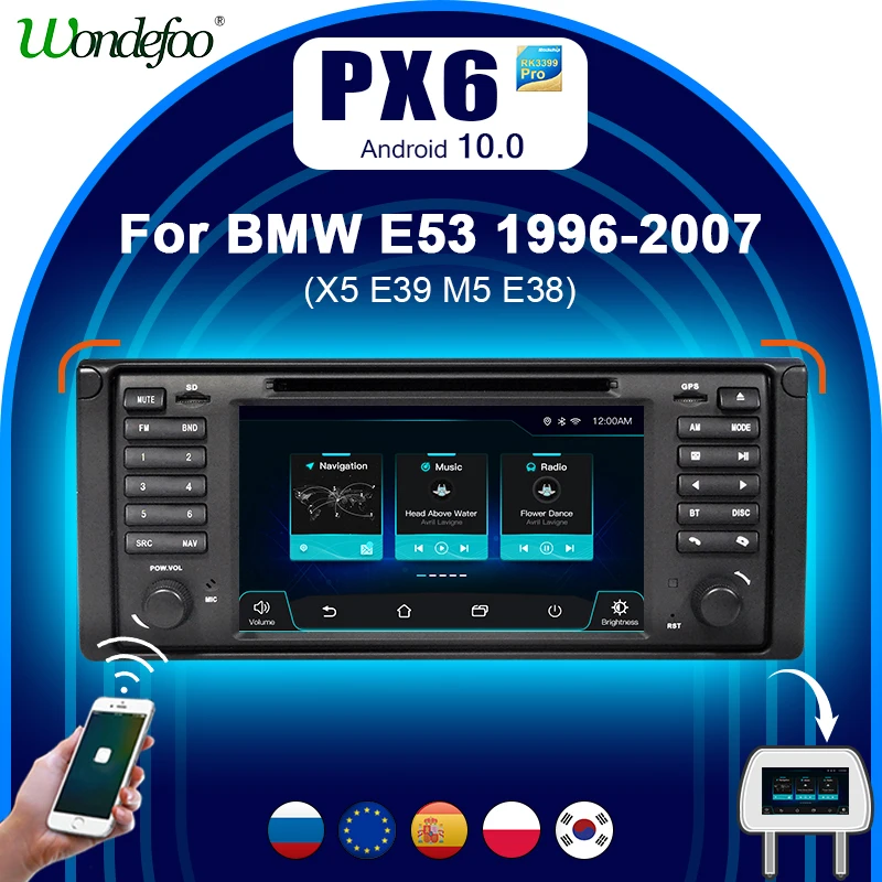PX6 1DIN/1 DIN Android 10 автомобильное радио для BMW E53 E39 X5 авто аудио стерео android магнитола dvd