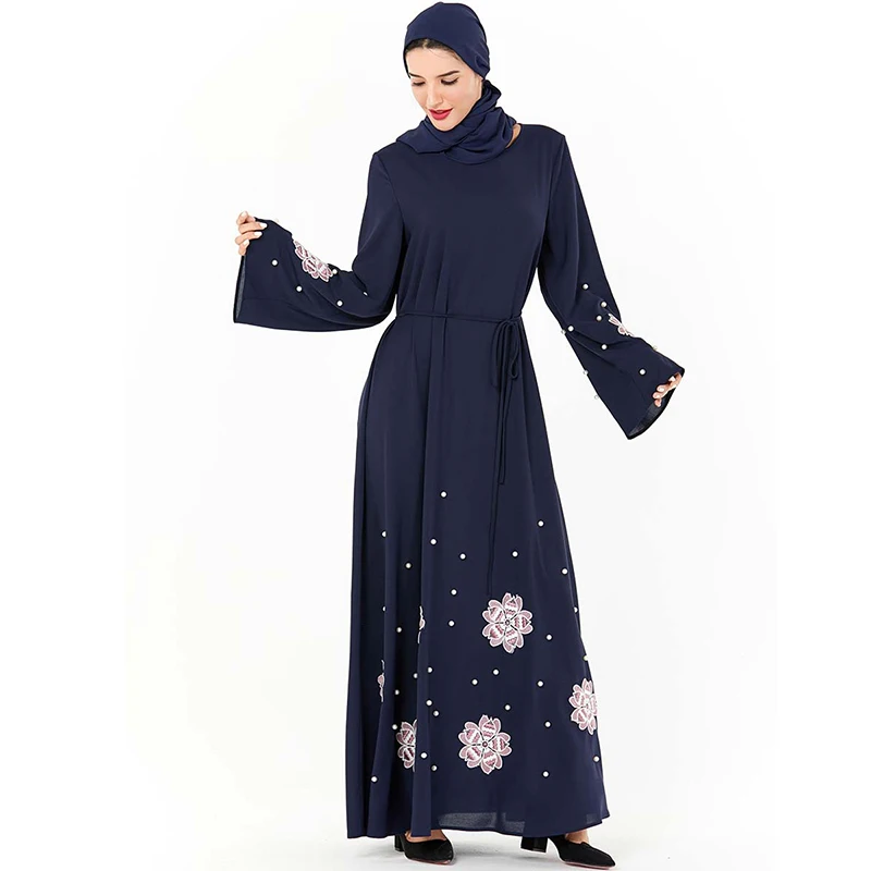 Женское платье кафтан с цветочным принтом Abaya мусульманское в турецком стиле