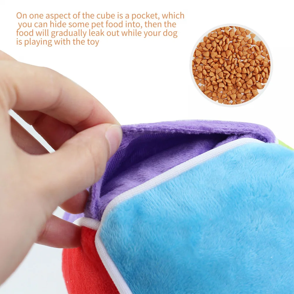 

Pet Plush Loss Toy Multifunctional Plush Food Cube Wear Resistant Durable Environmental Protection Plush Chew Toy For Dog Cat