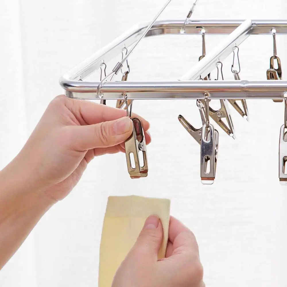 Портативная Вешалка из нержавеющей стали с зажимами 17/20 вешалка для носков и