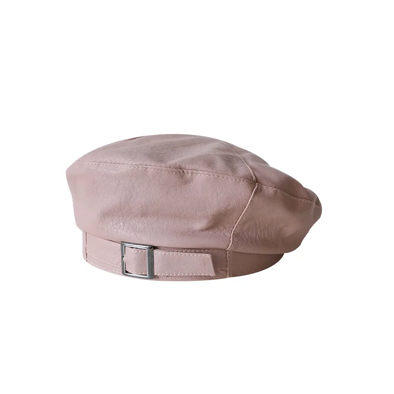 

Pu Leather Beret Hat Women Cap Female Beanie Beret caps