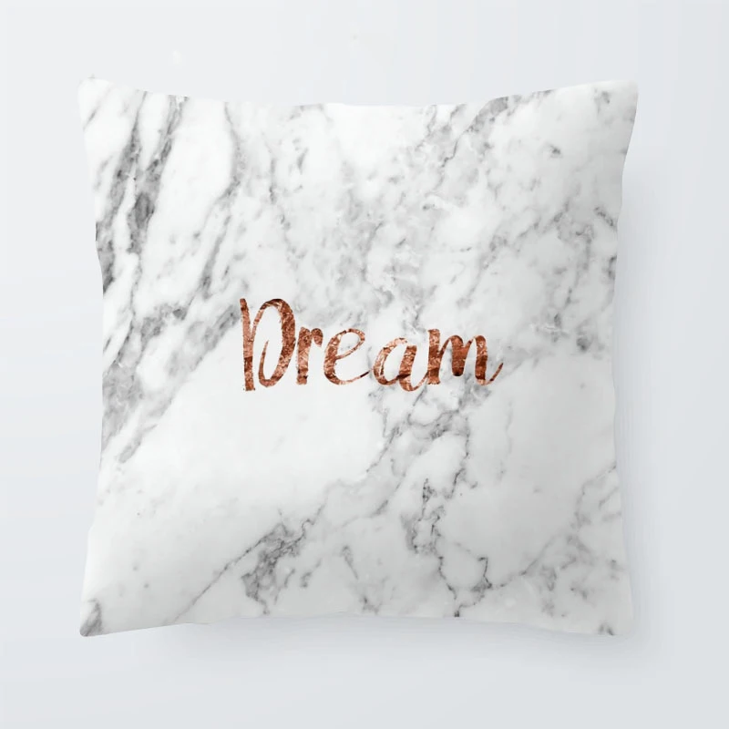 Подушка из полиэстера и хлопка Чехол Мрамор Art цвета розового золота розовый узор