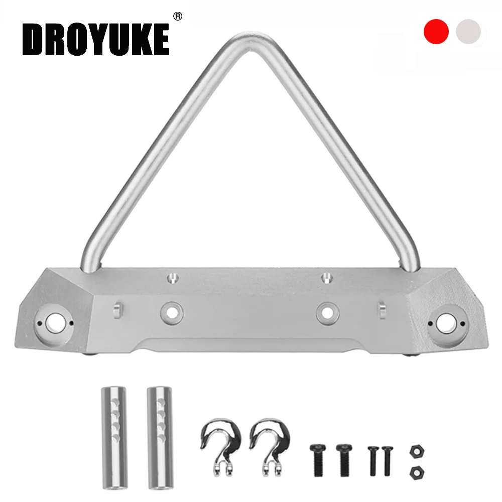 

Droyuke 2020 new Aluminum alloy RC Rock Car Front Bumper for 1/10 RC Crawler Axial SCX10 ELECTRIC Upgrade Parts Red silver