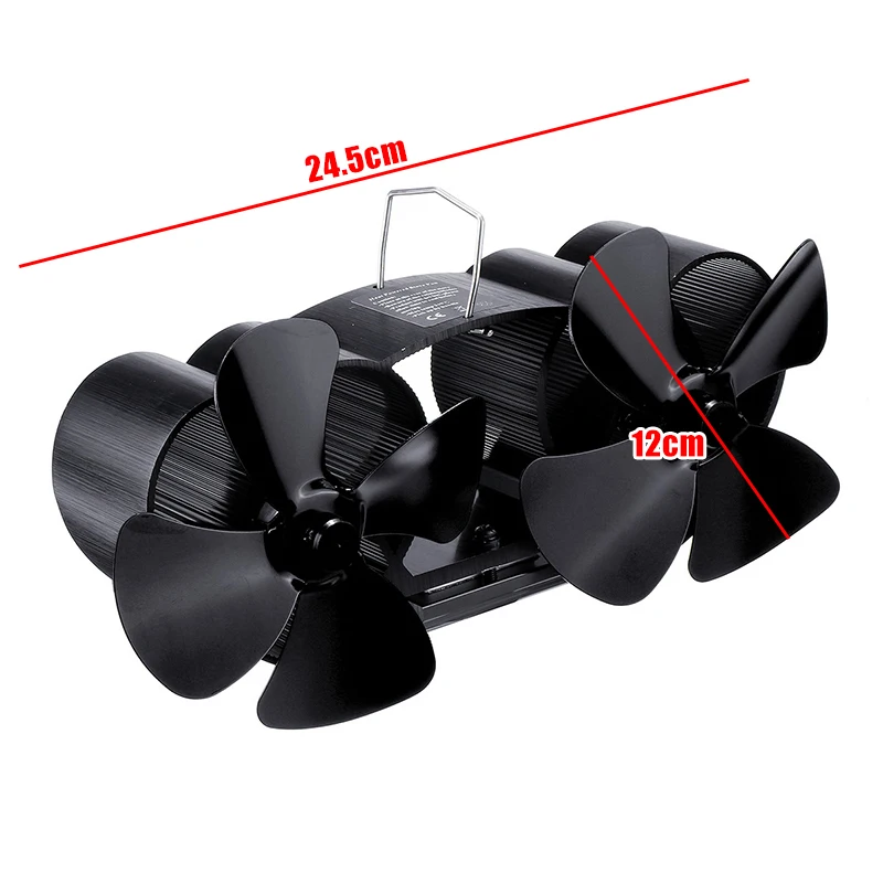 

Home Dual Head Wall Mounted Stove Fan 8 Blade Fireplace Fan Heat Powered komin Wood Burner Eco Fan Efficient Heat Distribution