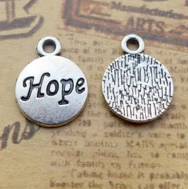 

Charm for making jewelry 20pcs 20x20mm antique silver color Round hope charms
