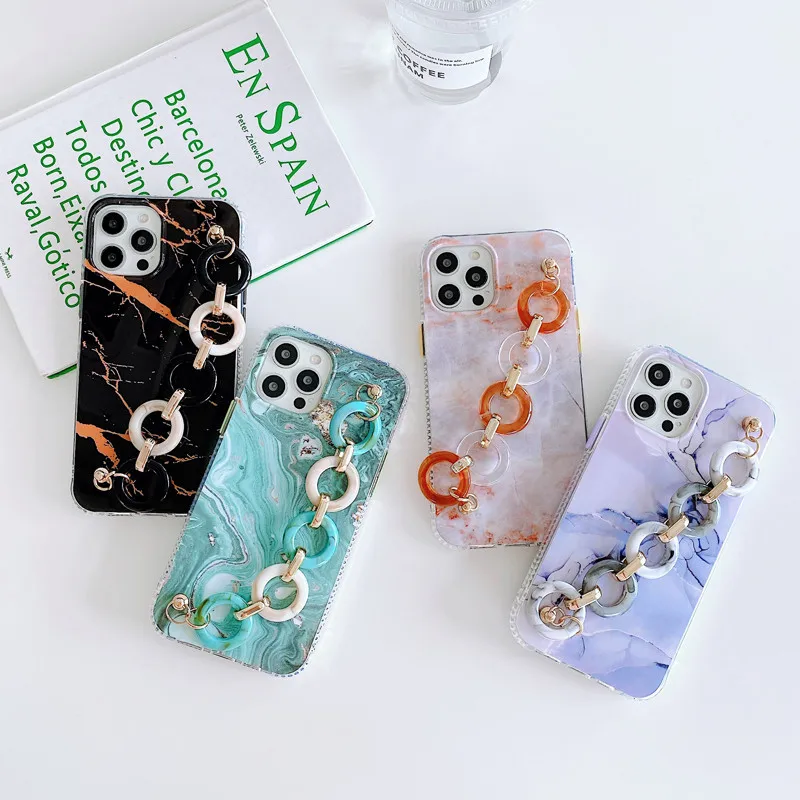 Роскошный мраморный браслетный чехол для iPhone 12 Pro Max Mini 11 X XR XS 7 8 Plus SE 2020 Hard PC Cover.