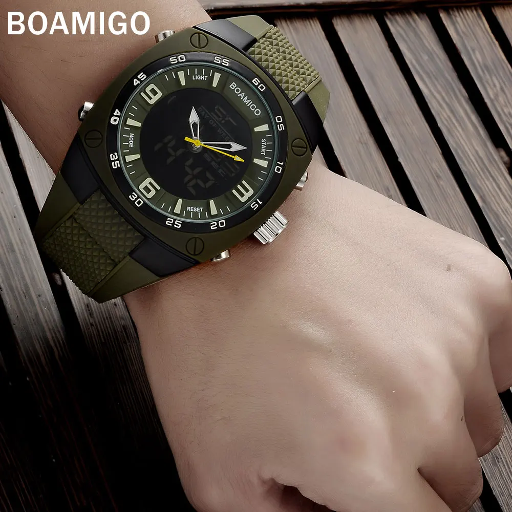 Часы наручные мужские с двойным дисплеем спортивные цифровые аналоговые