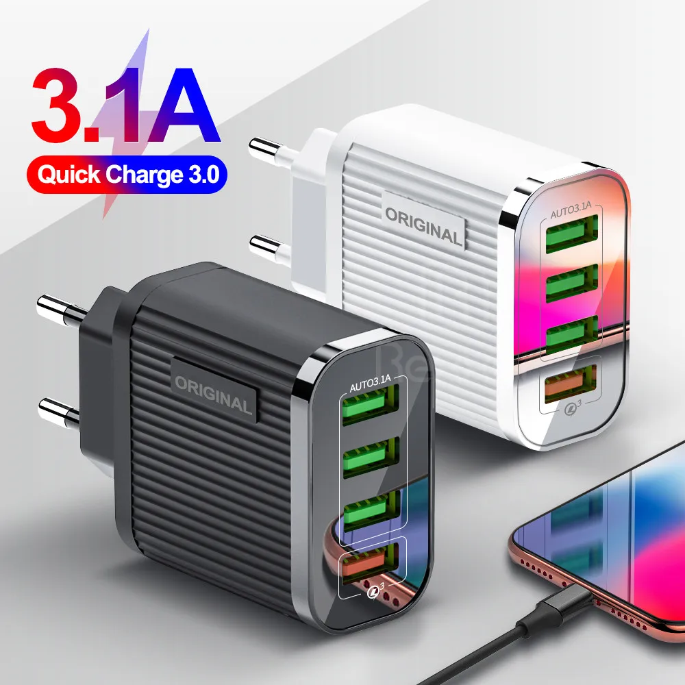 Универсальное зарядное устройство с 4 USB-портами быстрая зарядка 3 0 для iphone 7 X Samsung