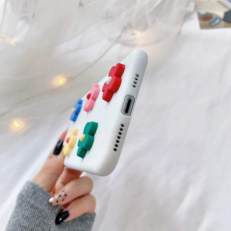 

Phone case For iphone 6 6s 7 8 Plus X XR Xs Max iphone 11 Pro Max 7plus 6plus 5s Cute 3D Flowers Soft Silicone Candy Back Cover